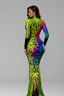 Neon Tribal Illusion Gown - LAROSABRIDE