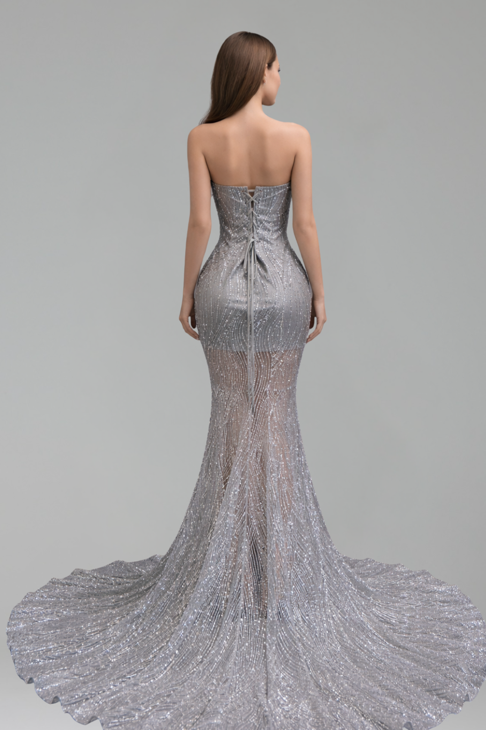 Strapless Beaded Mermaid Evening Gown - LAROSABRIDE