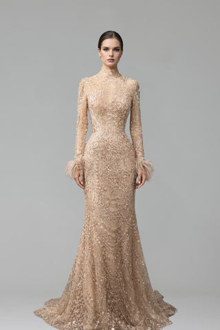 Beaded Feather Mermaid Dress