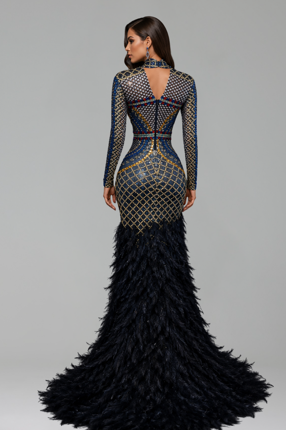 Royal Cross Feather Gown - LAROSABRIDE