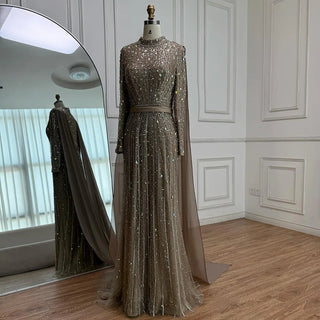 Embellished Cape Gown