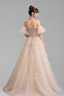 Crystal Beaded Feather A Line - LAROSABRIDE
