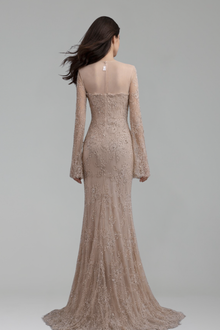 Lace Beaded Mermaid Evening Dress - LAROSABRIDE