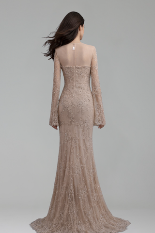 Lace Beaded Mermaid Evening Dress