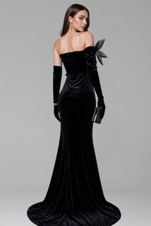 Crystal Floral Appliqu� Slit Gown - LAROSABRIDE