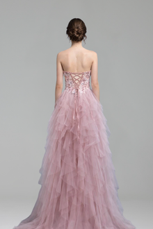 Beaded Appliqu� A-Line Split Gown - LAROSABRIDE