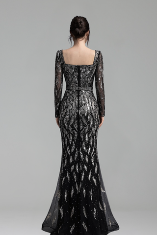 Long-Sleeve Sequin Dress - LAROSABRIDE