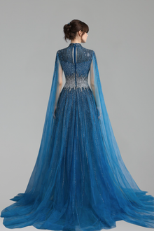 Modest Beaded Cape Dress - LAROSABRIDE