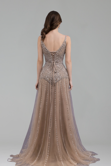 Beaded A-Line Evening Gown - LAROSABRIDE