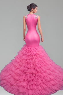 Beaded Illusion Mermaid Evening Dress - LAROSABRIDE