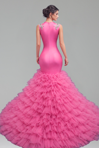 Beaded Illusion Mermaid Evening Dress