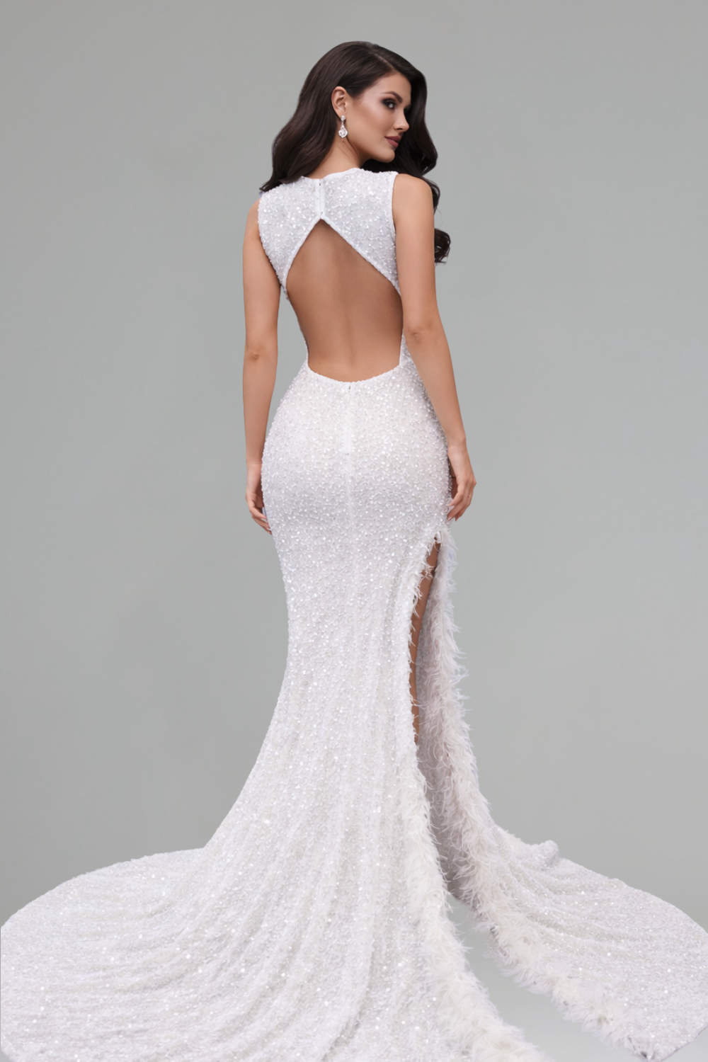Illusion Bodice Sequin Mermaid Gown - LAROSABRIDE