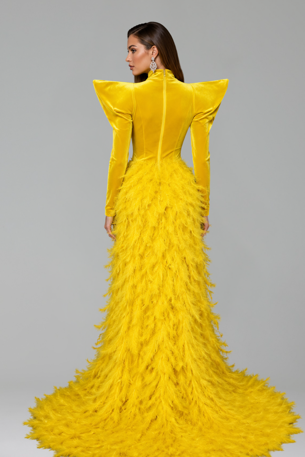 Golden Feather Illusion Gown - LAROSABRIDE