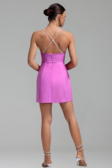 Floral Appliqué Two-Tone Mini Dress-Larosabride