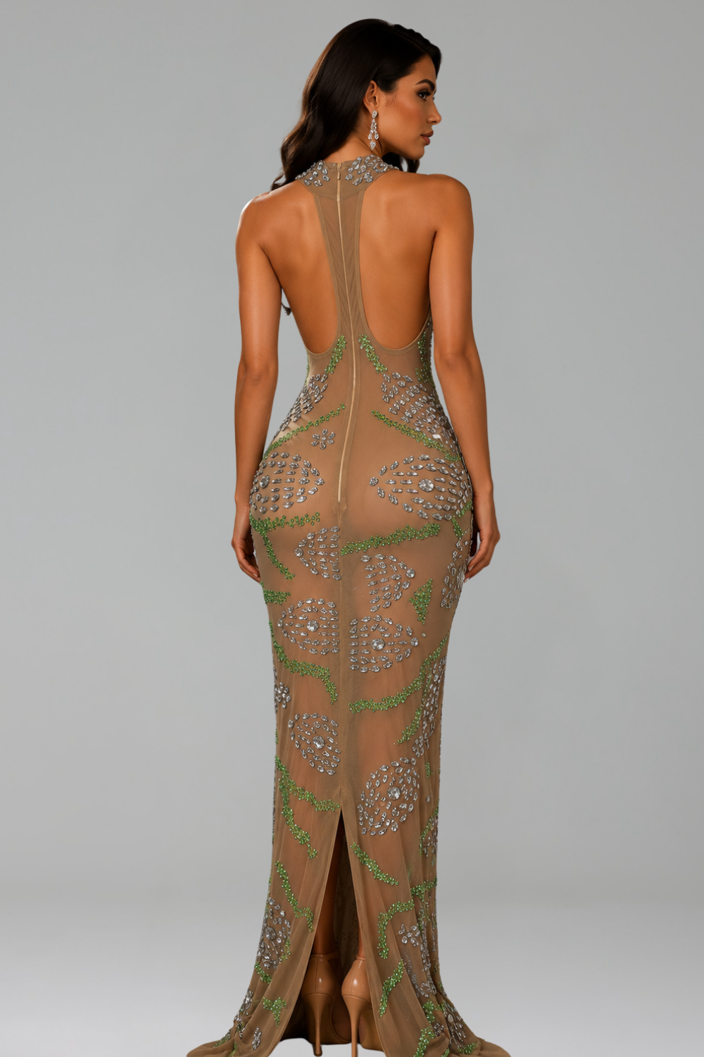 Emerald Crystal Illusion Gown - LAROSABRIDE