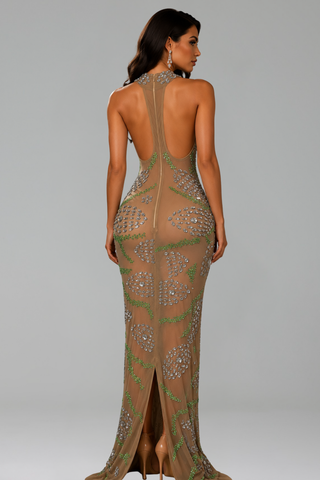 Emerald Crystal Illusion Gown - LAROSABRIDE