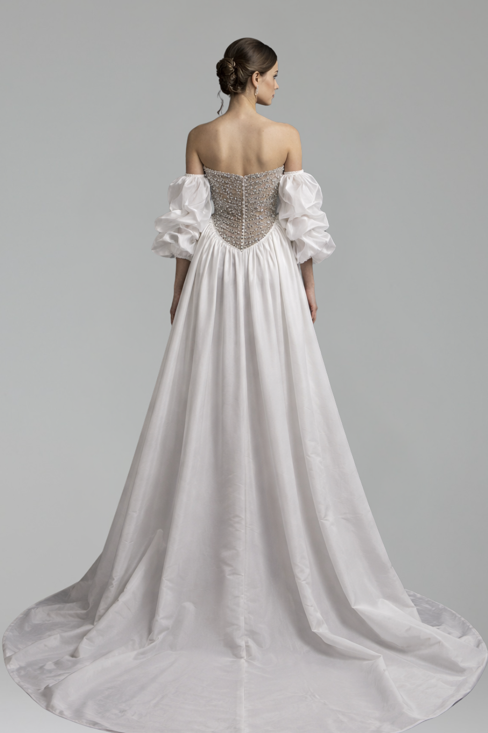 Pearl-Beaded Mermaid Overskirt Dress-Larosabride