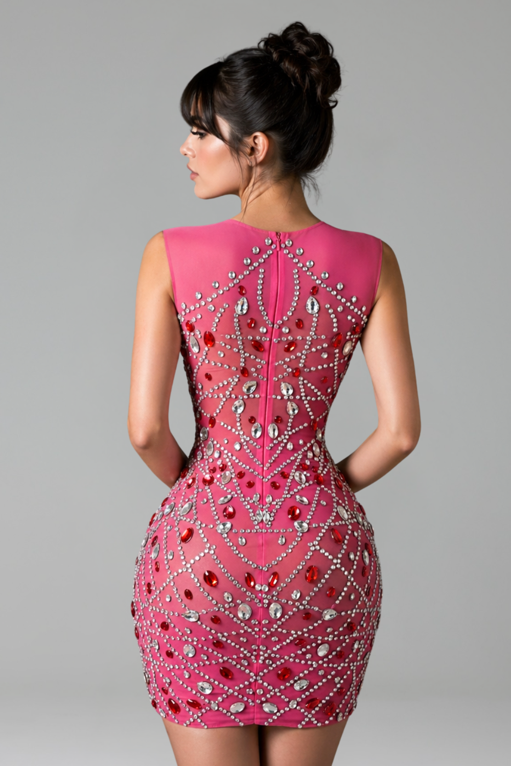 Crystal Embellished Sculpted Mini Dress - LAROSABRIDE