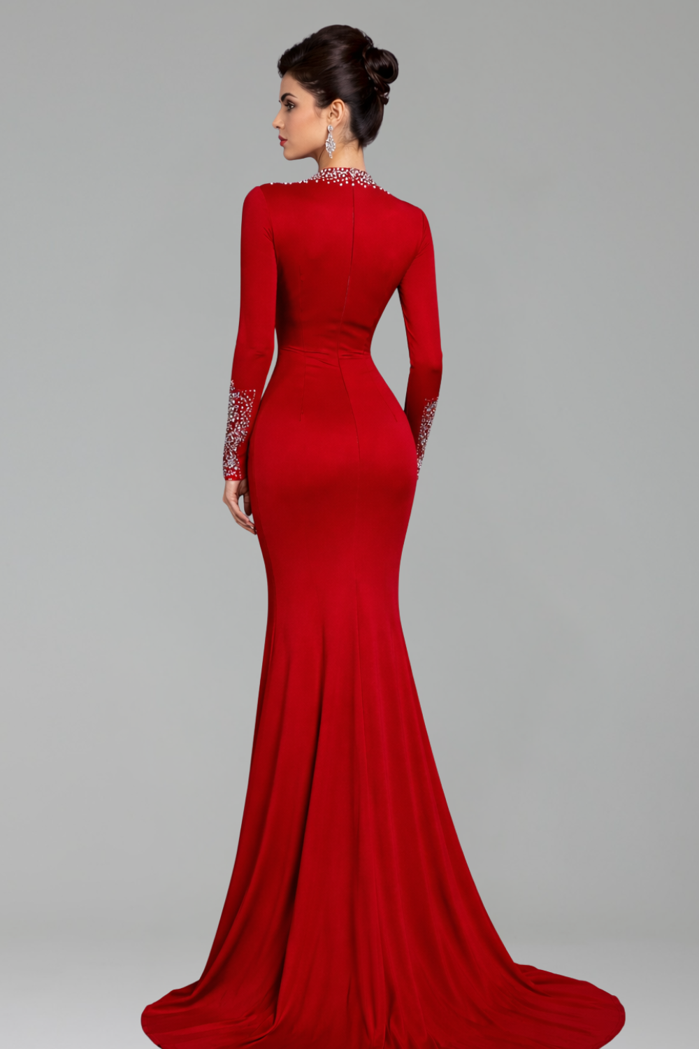 Satin Split Mermaid Evening Gown - LAROSABRIDE