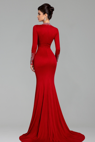 Satin Split Mermaid Evening Gown - LAROSABRIDE