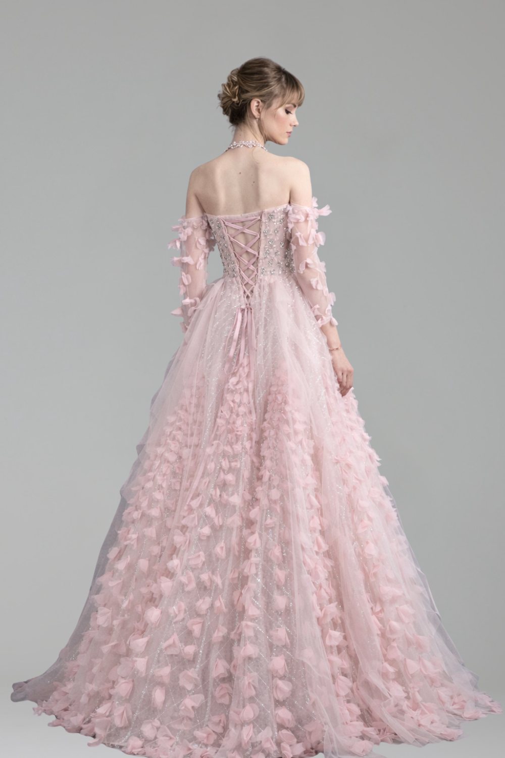 Crystal Beaded Floral Ball Gown - LAROSABRIDE