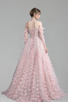 Crystal Beaded Floral Ball Gown - LAROSABRIDE