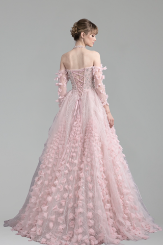 Crystal Beaded Floral Ball Gown - LAROSABRIDE