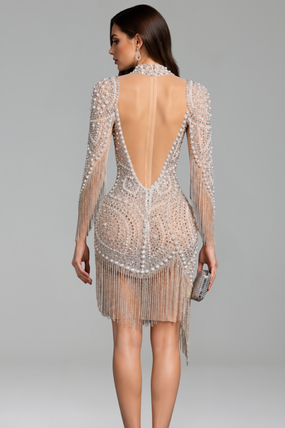 Fringe Embellished Bodycon Mini Dress - LAROSABRIDE