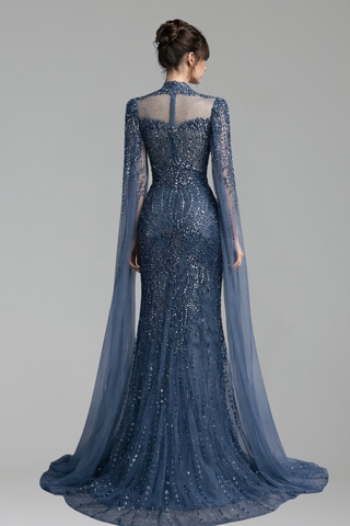 Modest Mermaid Cape Dress - LAROSABRIDE