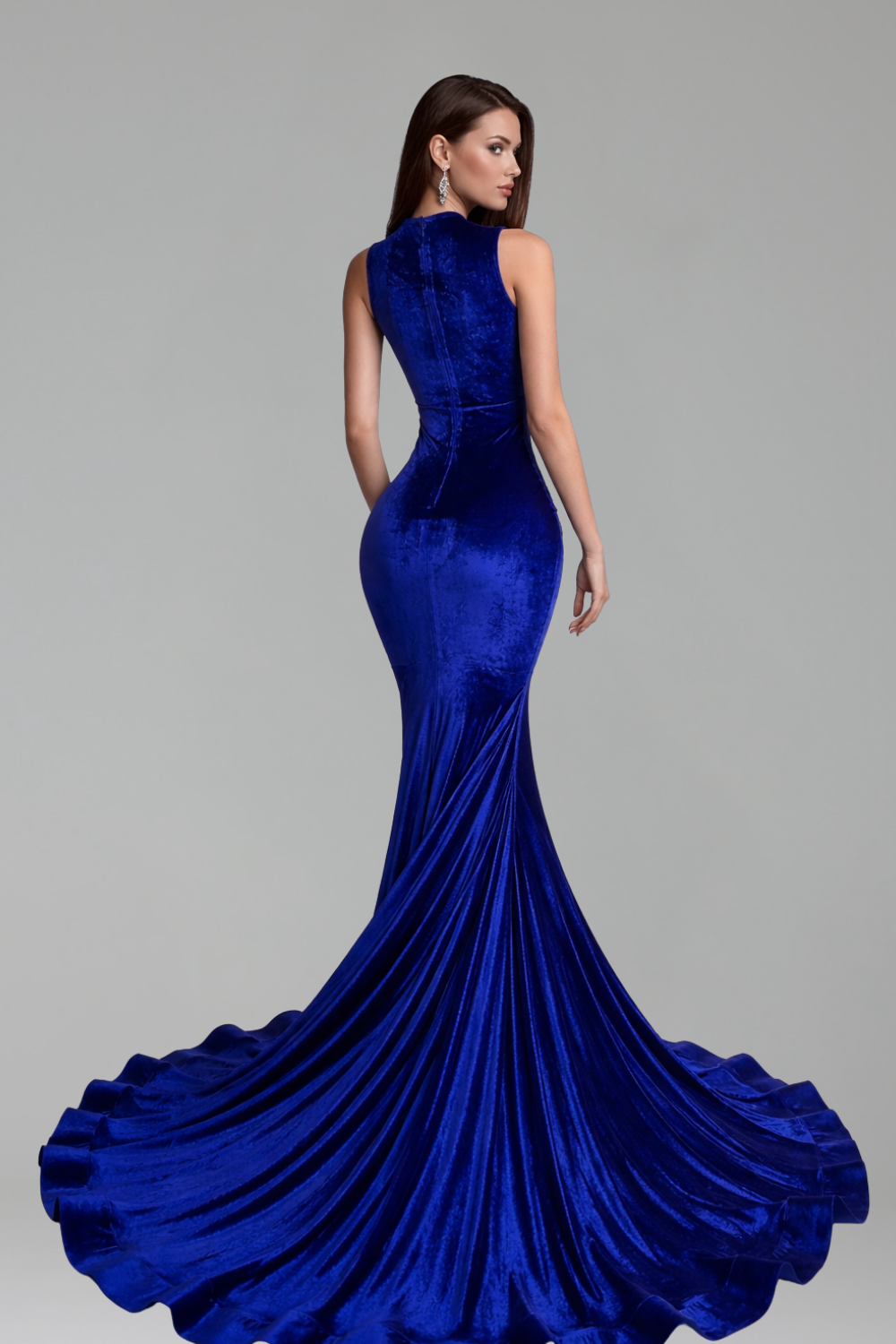 Beaded Illusion Draped Mermaid Gown - LAROSABRIDE