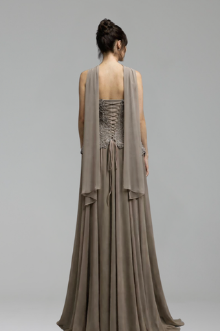 Beaded Chiffon Evening Dress - LAROSABRIDE