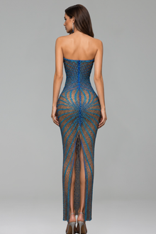 Radiant Crystal Strapless Maxi Dress - LAROSABRIDE