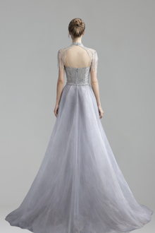 Regal Crystal Draped Gown-Larosabride