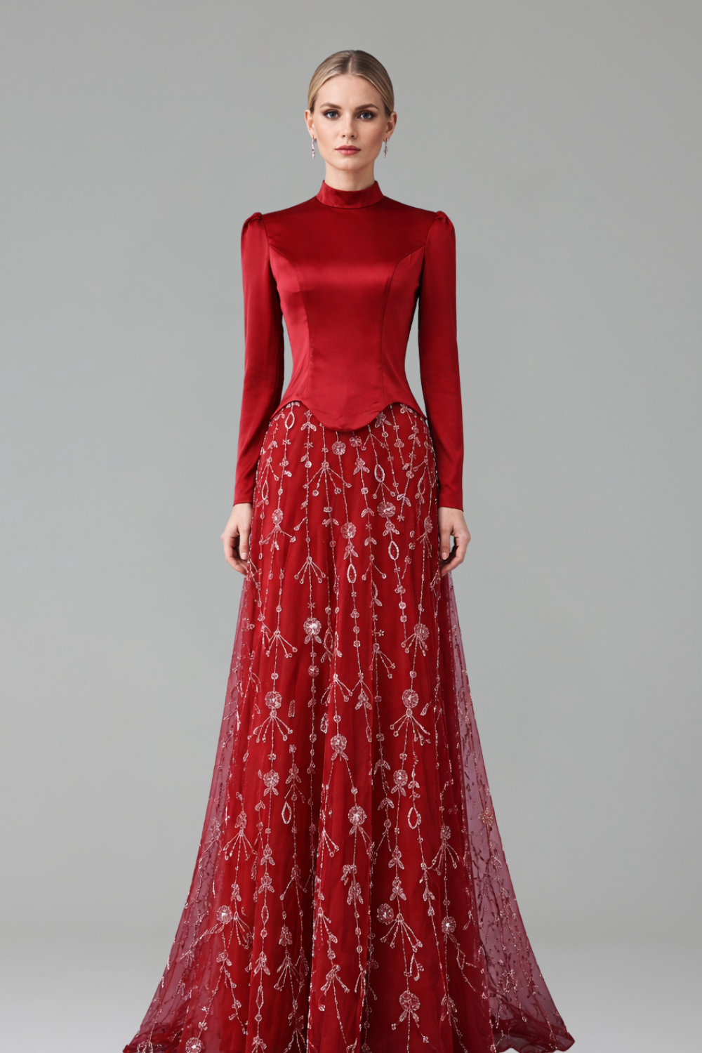 Beaded Skirt Modest Dress-Larosabride