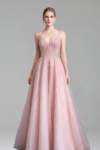 Spaghetti Strap A-Line Gown