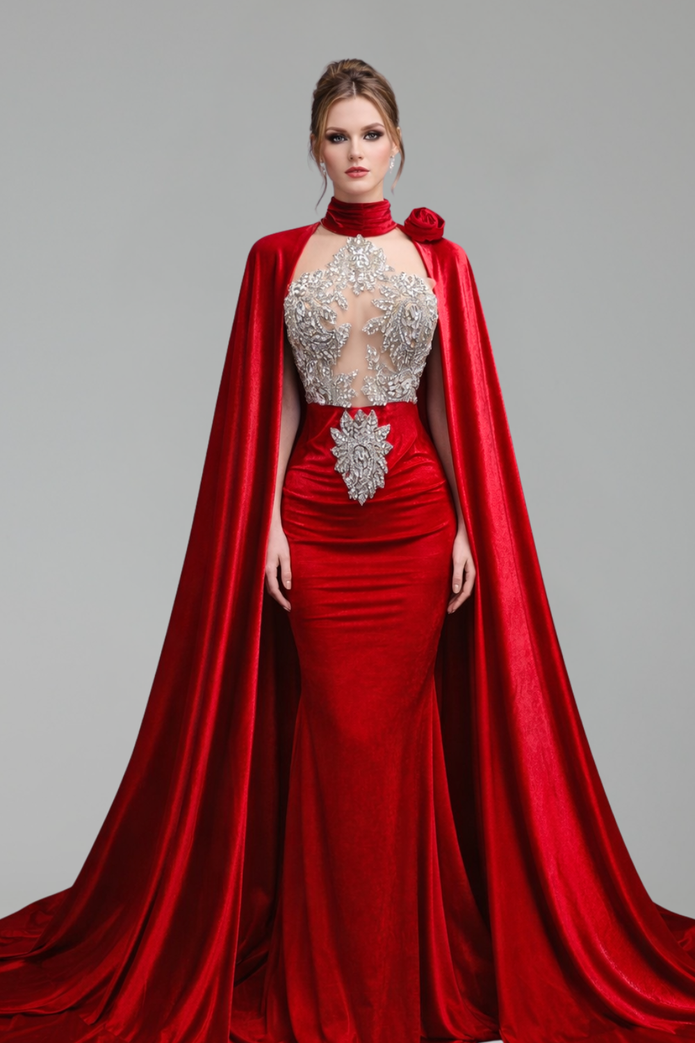 Cape Sleeve Mermaid Gown - LAROSABRIDE