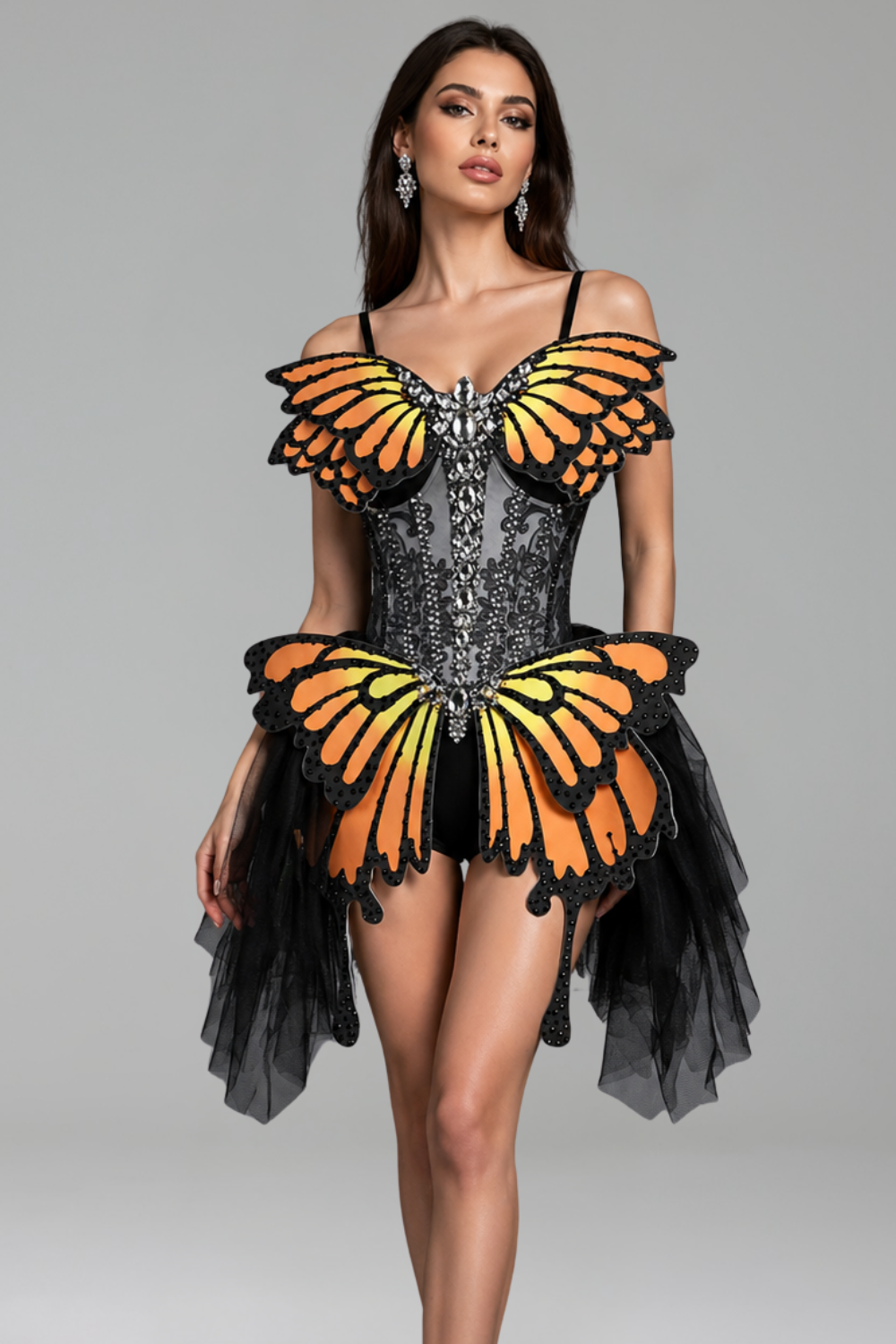 Butterfly Appliqu� Corset Mini Dress - LAROSABRIDE