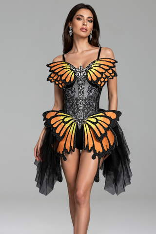 Butterfly Appliqu� Corset Mini Dress - LAROSABRIDE