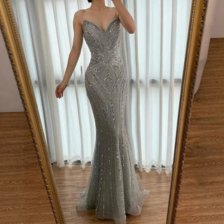Shimmering Nude Beaded Gown