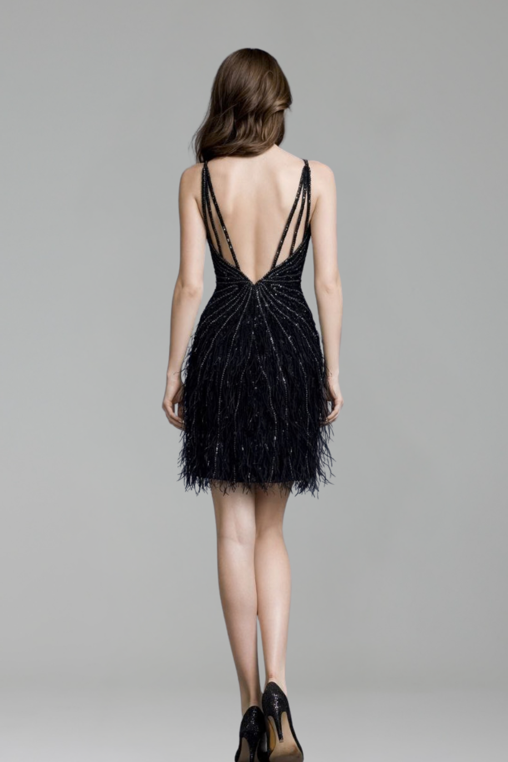 Beaded Feather Mermaid Cocktail Dress - LAROSABRIDE