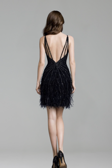 Beaded Feather Mermaid Cocktail Dress - LAROSABRIDE