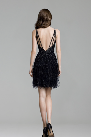 Beaded Feather Mermaid Cocktail Dress - LAROSABRIDE