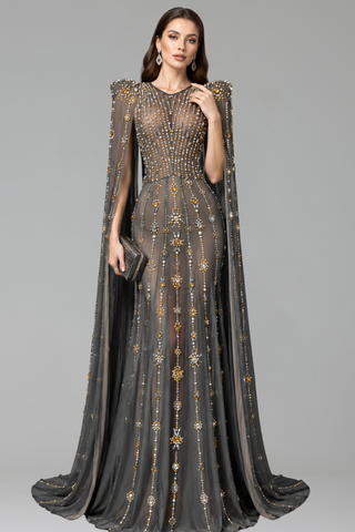 Crystal Cape Evening Gown