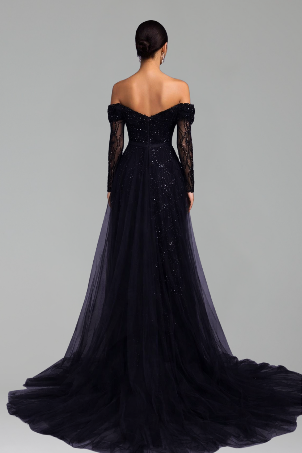Boat Neck Mermaid Overskirt Dress - LAROSABRIDE