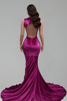 Open Back Satin Mermaid Gown - LAROSABRIDE