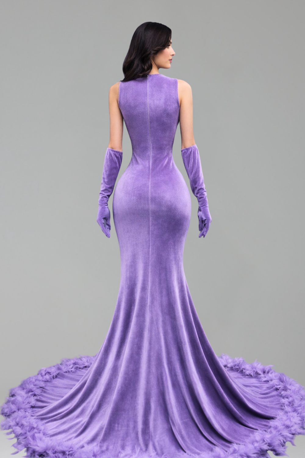 Illusion Appliqu� Velvet Mermaid Gown - LAROSABRIDE