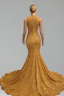 Illusion Beaded Long Sleeve Gown - LAROSABRIDE