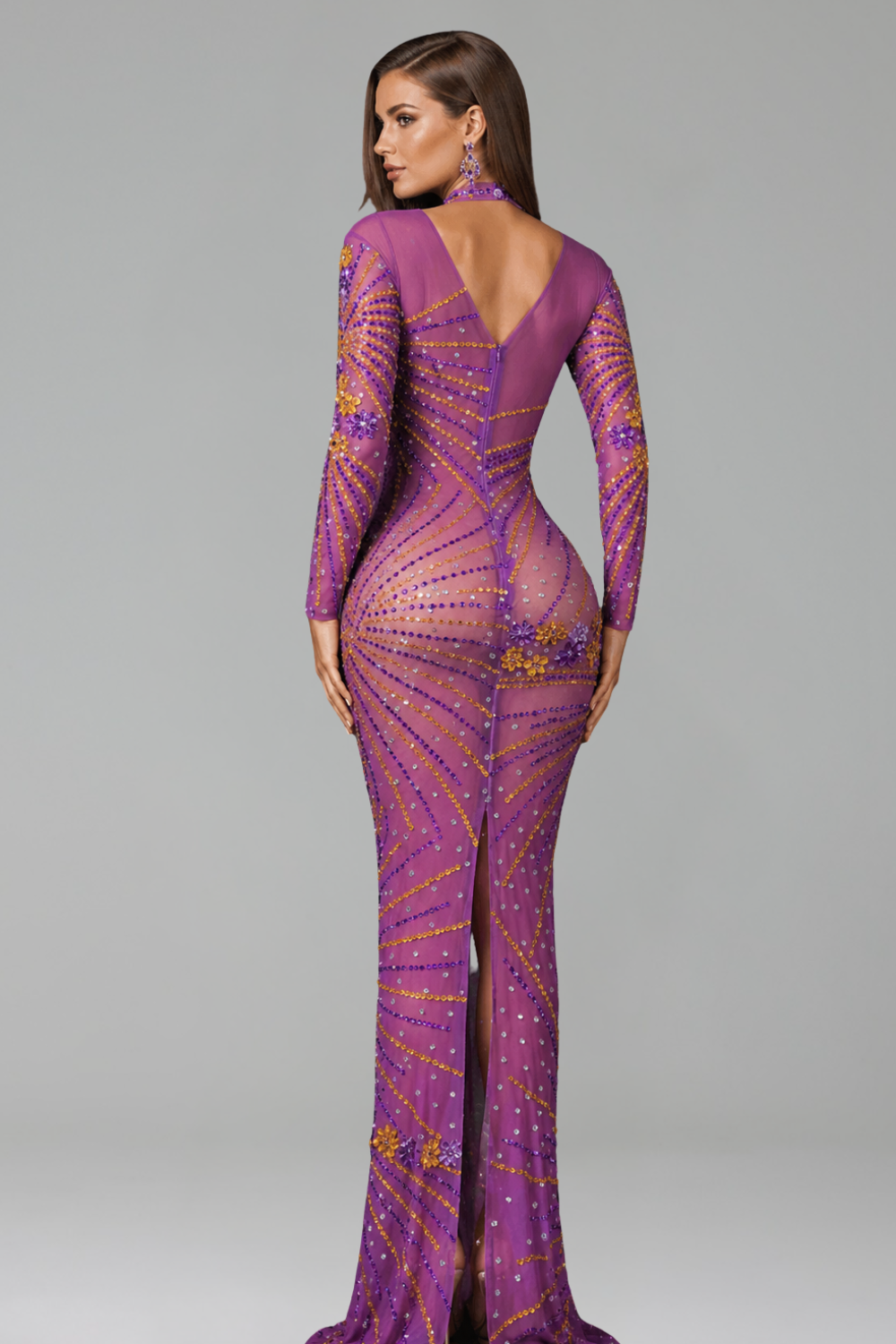 Crystal High Neck Sheath Gown - LAROSABRIDE