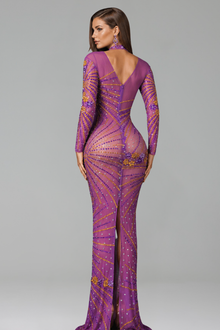 Crystal High Neck Sheath Gown - LAROSABRIDE