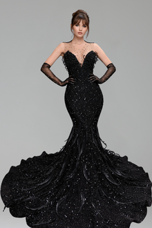 Beaded Illusion Mermaid Gown - LAROSABRIDE